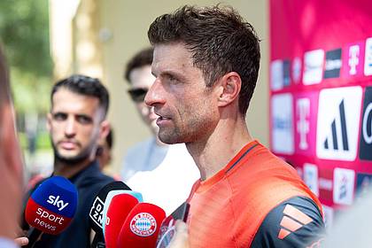 Sven Hoppe/dpa | Thomas Müller äußert sich nach dem Training in Orlando zu seiner Zukunft.