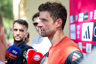 Sven Hoppe/dpa | Thomas Müller äußert sich nach dem Training in Orlando zu seiner Zukunft.